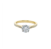 1 ct Round Lab-Grown Diamond Solitaire Channel Set Accent Diamond Engagement Ring