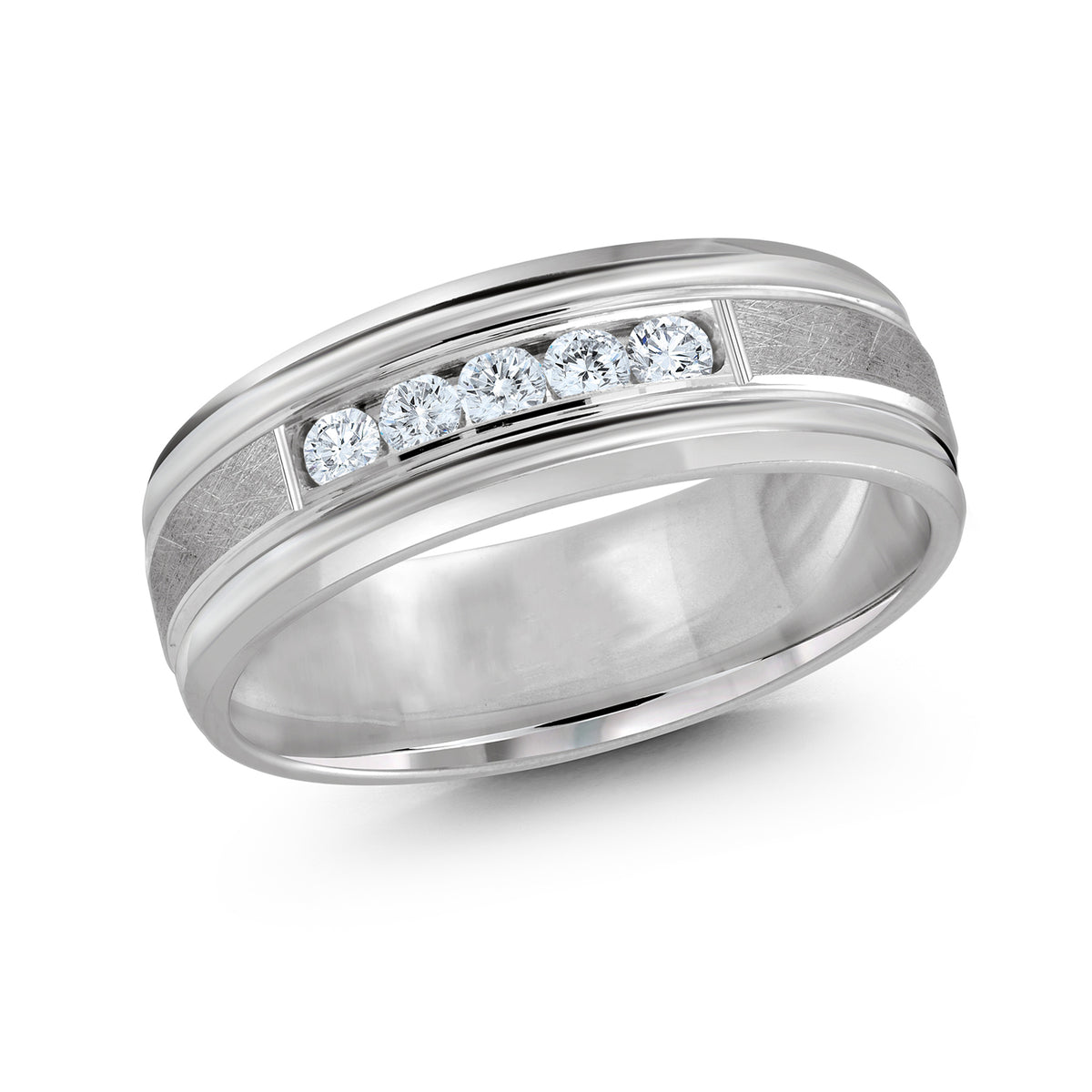 Men's 5-Diamond Center Brushed Wedding Band | Fame Diamonds