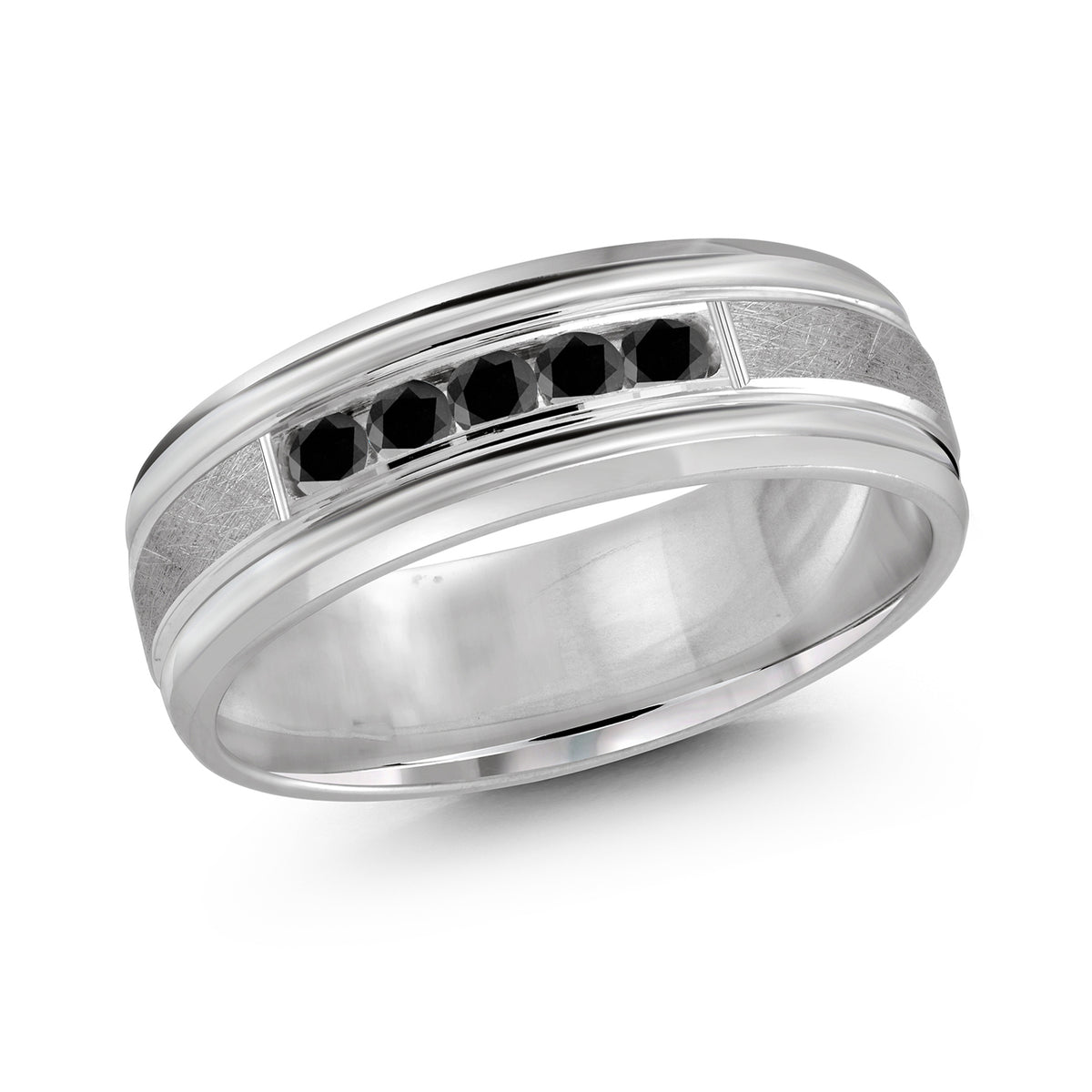 Men's 5-Diamond Center Brushed Wedding Band | Fame Diamonds