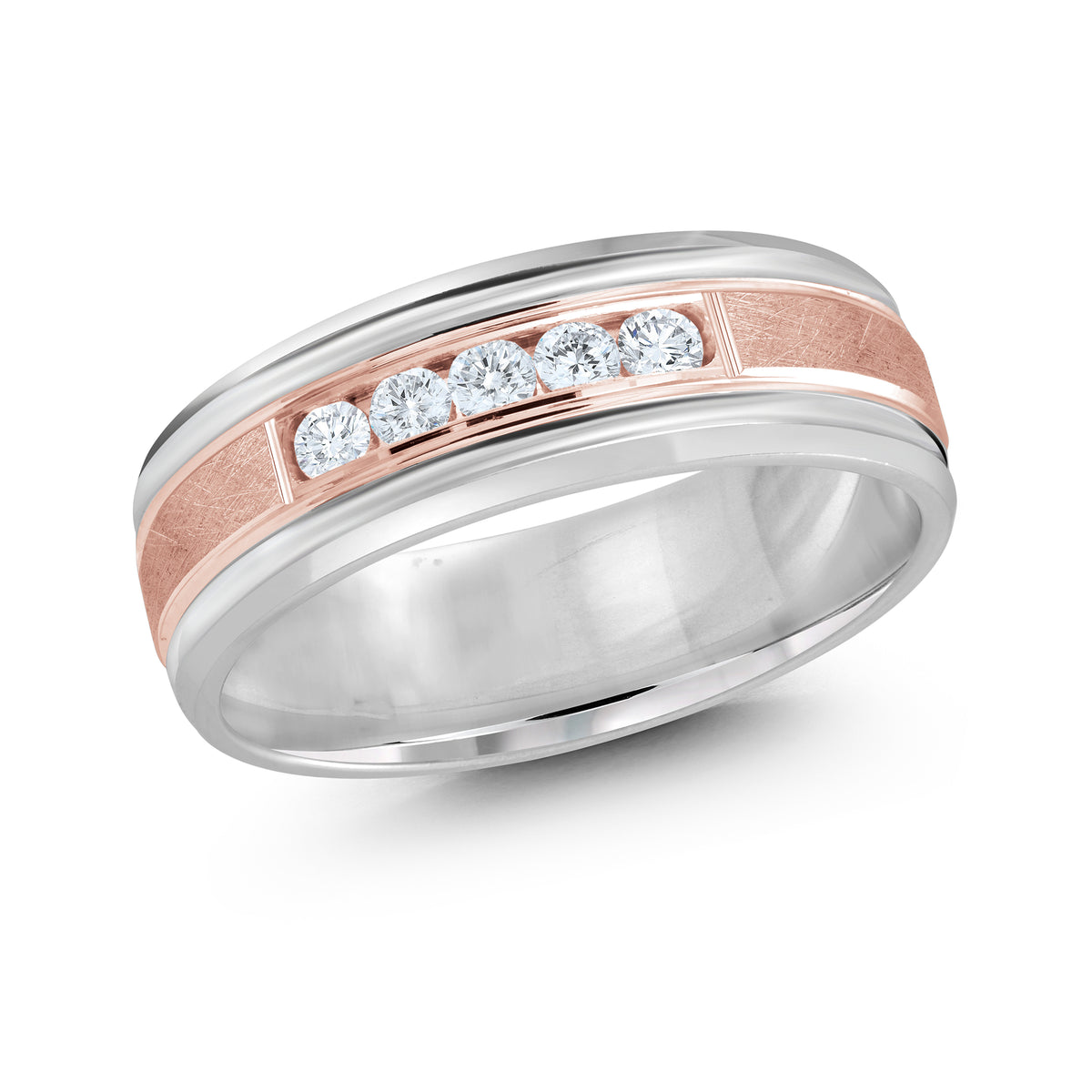 Men's 5-Diamond Center Brushed Wedding Band | Fame Diamonds