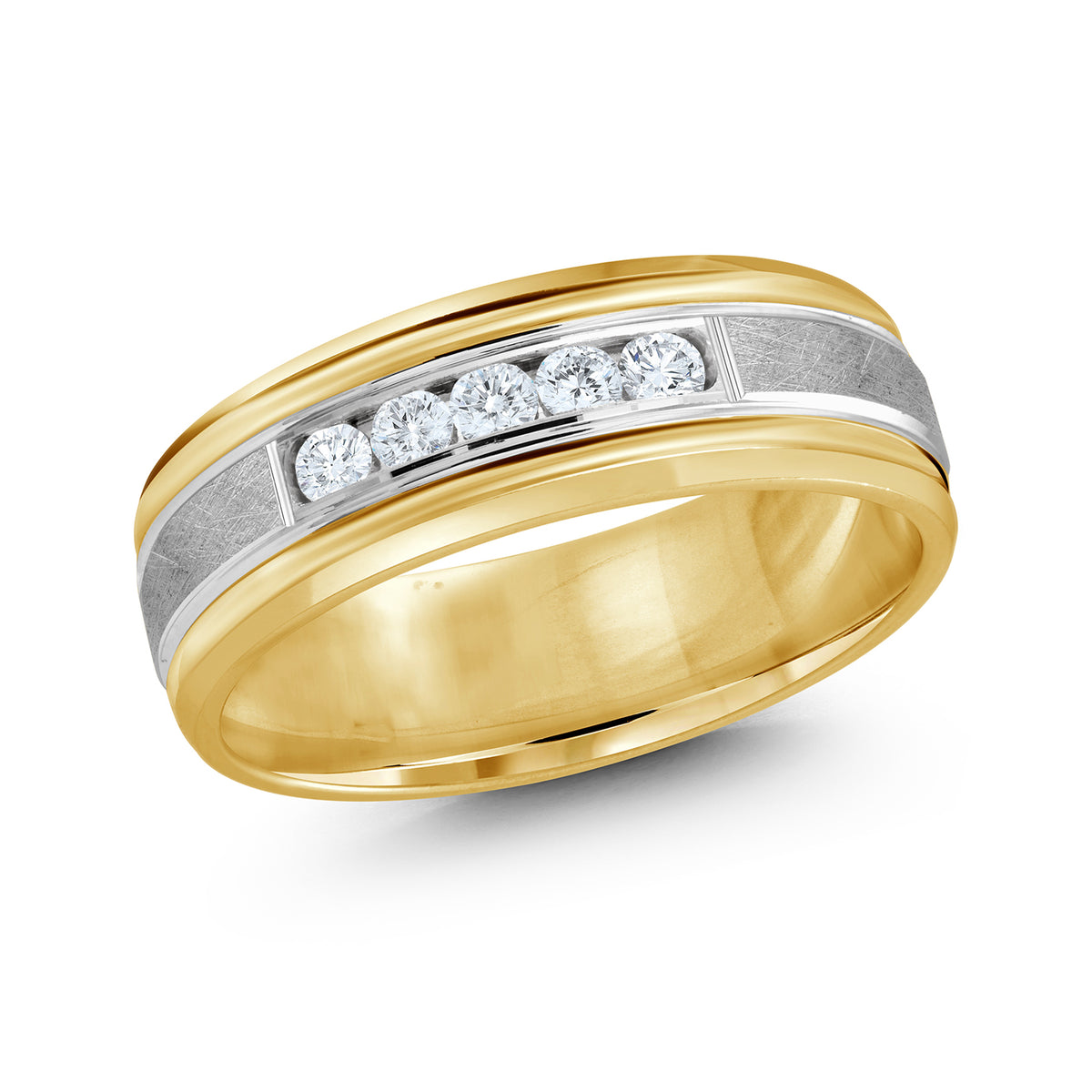 Men's 5-Diamond Center Brushed Wedding Band | Fame Diamonds