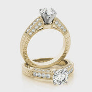 Vintage Milgrain Carved Solitaire Round Brilliant Cut Diamond Engagement Ring(  0.82 CTW)