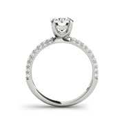 Solitaire Round Brilliant Cut Pave Shank Diamond Engagement Ring(  1.17 CTW)