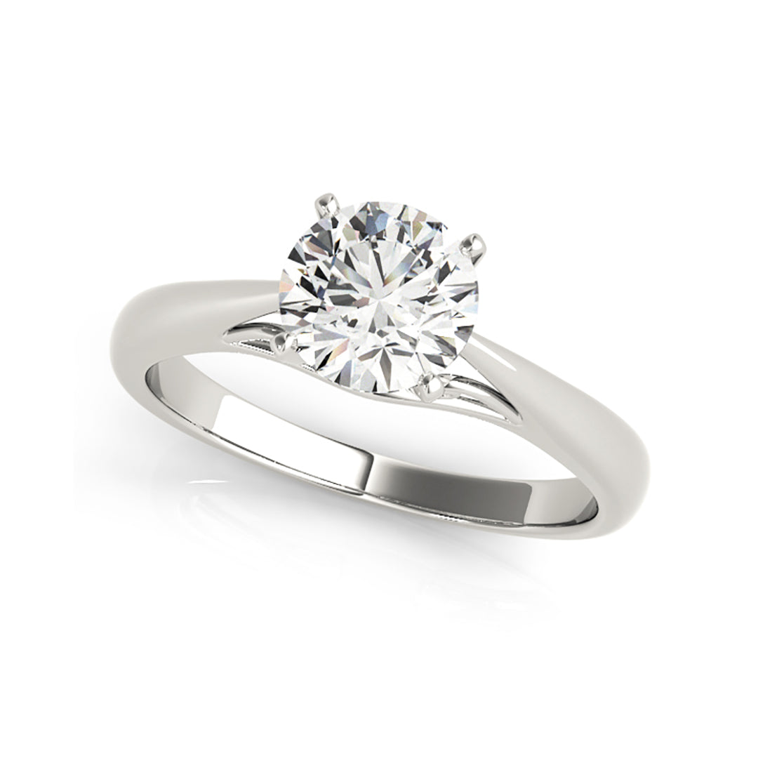 Simple Classic Solitaire Round Brilliant Cut Filigree Diamond Engagement Rinng( 0.5 CTW)