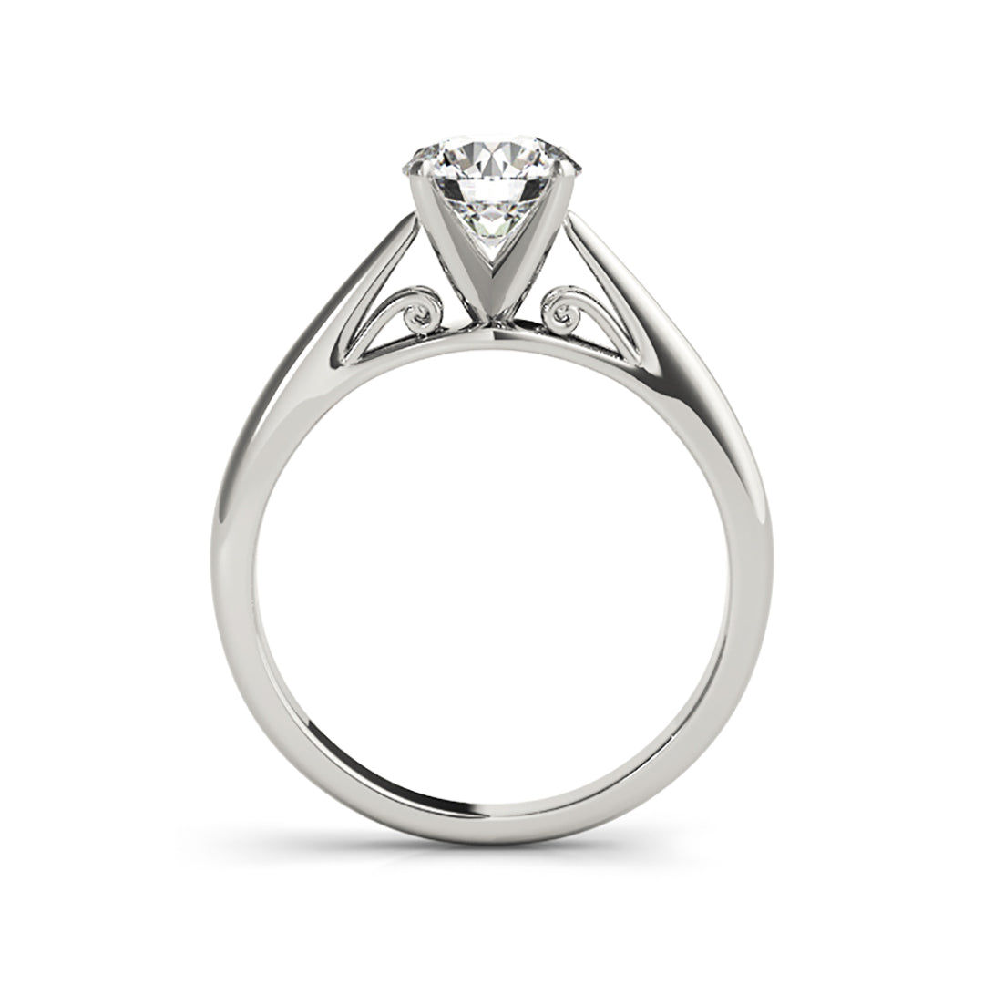 Simple Classic Solitaire Round Brilliant Cut Filigree Diamond Engagement Rinng( 0.5 CTW)