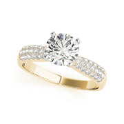 Tapered Pave Shank Round Brilliant Cut Diamond Engagement Ring(  0.72 CTW)