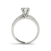 Tapered Pave Shank Round Brilliant Cut Diamond Engagement Ring(  0.72 CTW)