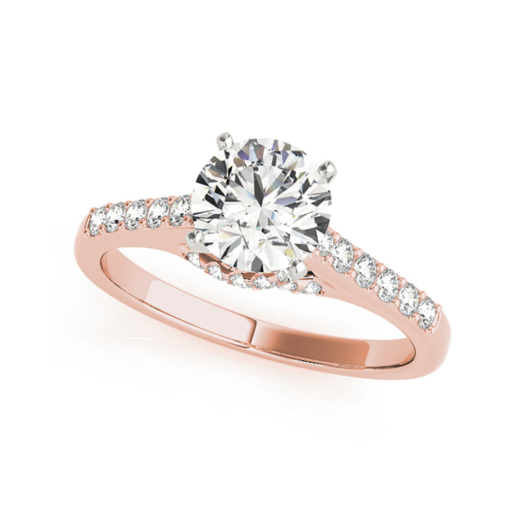 Solitaire Round Brilliant Cut Single Row Diamond Shank Engagement Ring(  0.73 CTW)