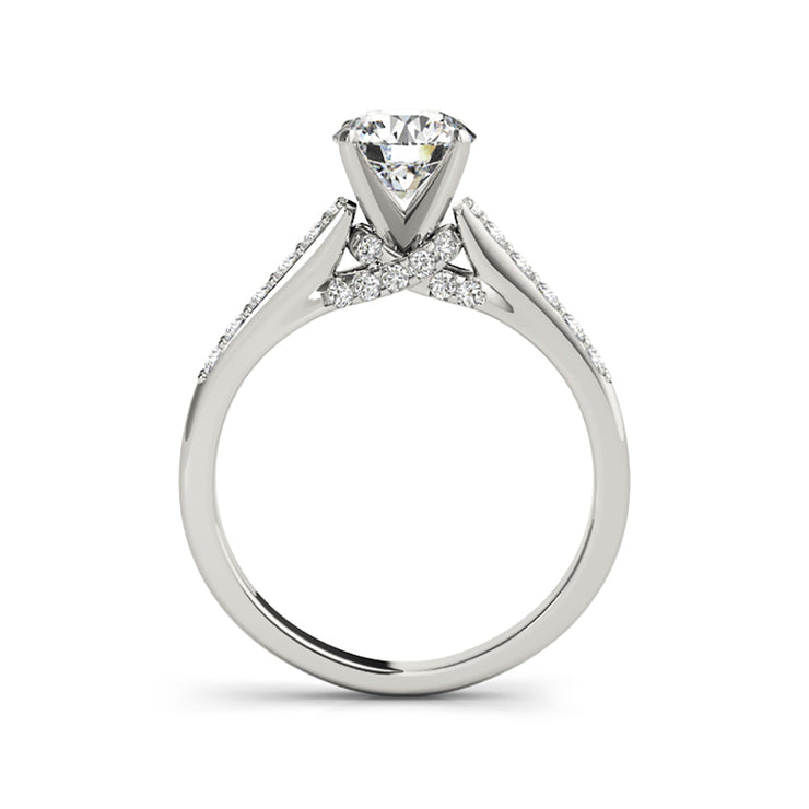 Solitaire Round Brilliant Cut Single Row Diamond Shank Engagement Ring(  0.73 CTW)