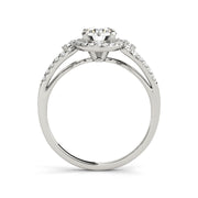 Split Shank Single-row Halo Round Brilliant Cut Diamond Engagement Ring(  0.71 CTW)