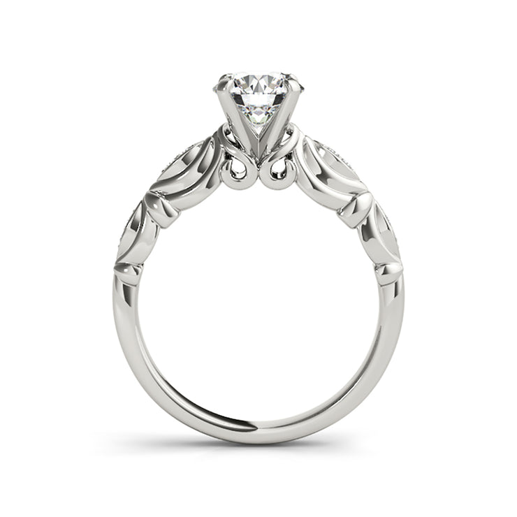 Carved Vintage Inspired Solitaire Diamond Engagement Ring(  0.66 CTW)