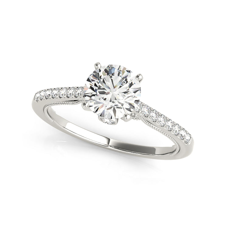 Four Prong Solitaire Round Brilliant Cut Diamond Engagement Ring(  0.83 CTW)