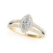 Split Shank Marquise Halo Diamond Engagement Ring(  0.86 CTW)