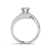 Halo Round Swirl Shank Diamond Engagement Ring(  0.85 CTW)