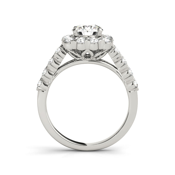 Majectic Round Halo Diamond Engagement Ring(  1.3 CTW)