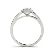 Single Row Oval Cut Diamond Halo Engagement Ring(  0.6 CTW)