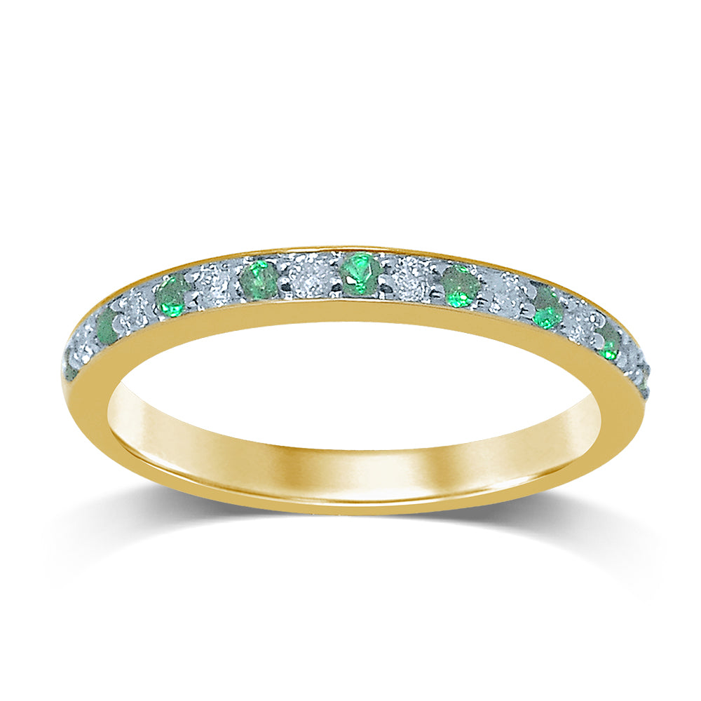 14K 0.12CT DIAMOND EMERALD BAND