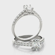 Oval Shape Solitaire With Side Accent Diamond Engagement Ring(  0.68 CTW)