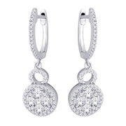 14K White Gold 9/10 Ct.Tw. Diamond Hoop Earrings