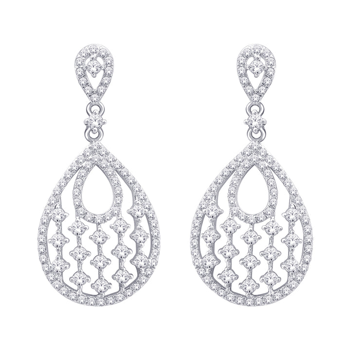 14K White Gold 9/10 Ct.Tw. Diamond Fashion Earrings