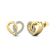 10K White Gold 1/10 Ctw Diamond Heart Earrings