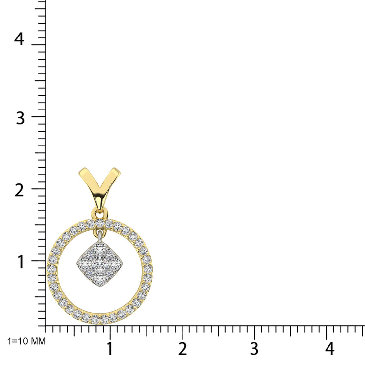 10K White Gold 1/4 Ct.Tw. Diamond Circle Dangler Pendant