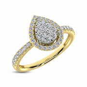Cluster Pear Shape Halo 14K Rose Gold 0.40ctw Diamond Ring