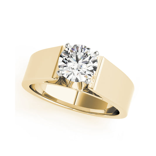 Classic Bold Solitaire Wide Band Diamond Engagement Ring( 0.5 CTW)
