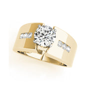 Classic Style Round Brilliant Cut Wide Band Diamond Engagement Ring(  0.65 CTW)