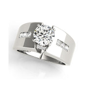 Classic Style Round Brilliant Cut Wide Band Diamond Engagement Ring(  0.65 CTW)