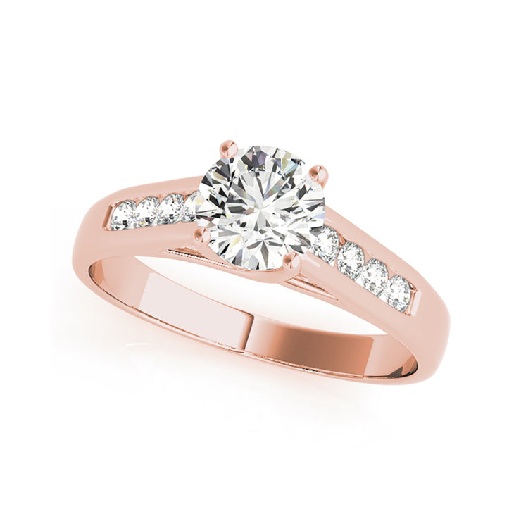Classic Round Diamond Solitaire With Side Stones Engagement Ring(  0.58 CTW)