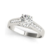 Classic Round Diamond Solitaire With Side Stones Engagement Ring(  0.58 CTW)