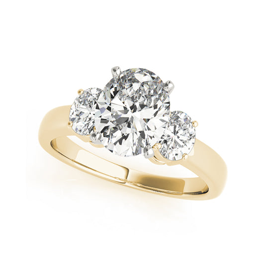 Oval Shape Diamond Trinity Engagement Ring( 1.24 CTW)
