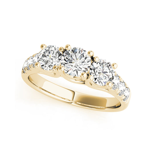 Trinity Round Brilliant Cut With Side Diamond Engagement Ring( 0.94 CTW)