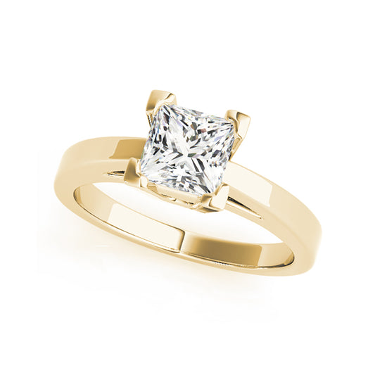 Plain Gold Princess Cut Diamond Engagement Ring( 0.5 CTW)