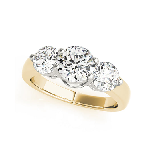 Prong set Trinity Round Brilliant Cut Diamond Engagement Ring( 1 CTW)