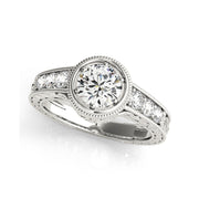 Vintage Bezel Set Round Brilliant Diamond Engagement Ring(  0.92 CTW)