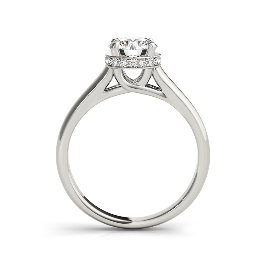 White Gold Solitaire Round Brilliant Cut Diamond Engagement Ring( 0.57 CTW)