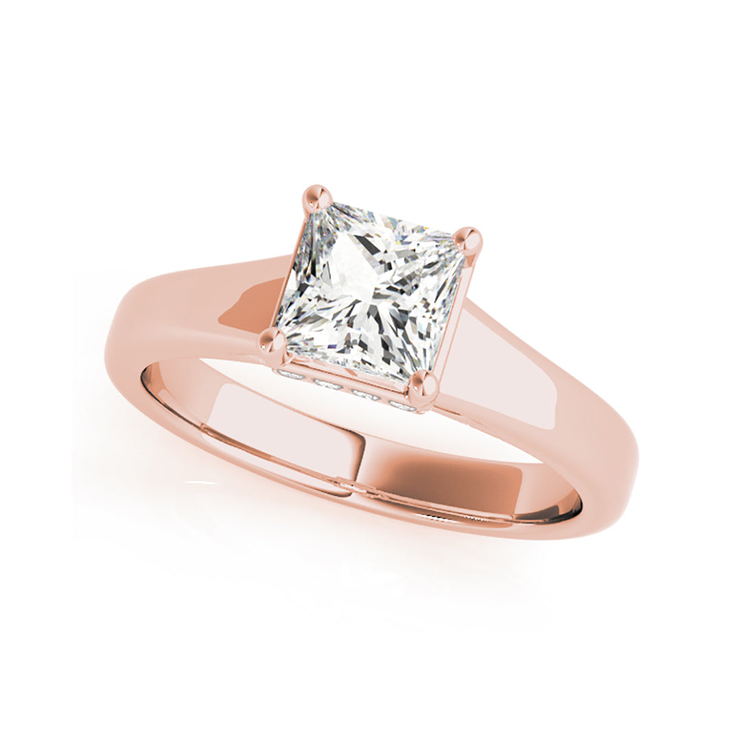 Tapered Shank Solitaire Princess Cut Diamond Engagement Ring( 0.56 CTW)