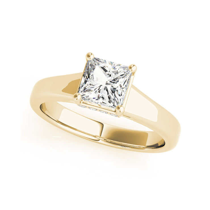 Tapered Shank Solitaire Princess Cut Diamond Engagement Ring(  0.56 CTW)