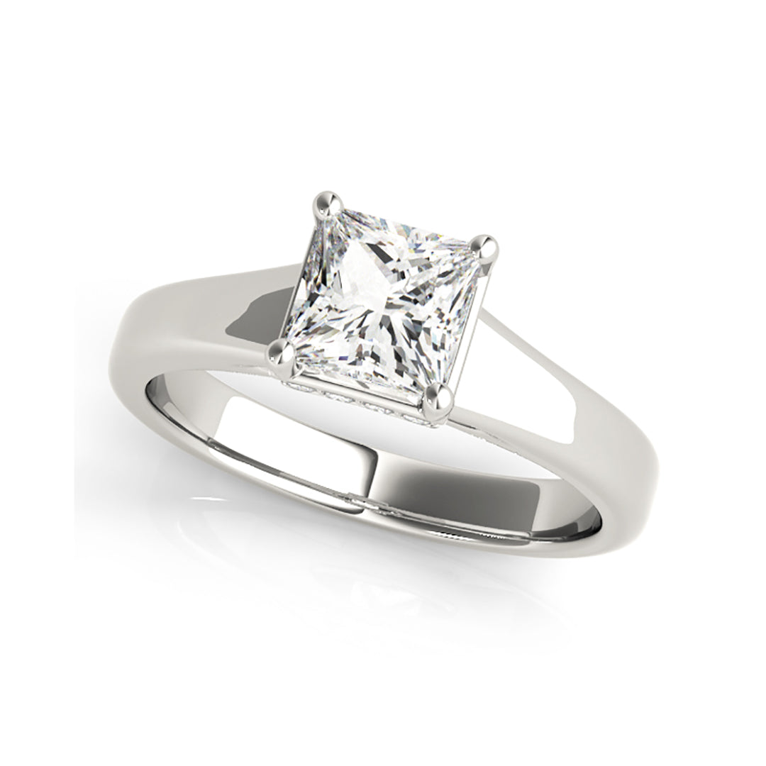 Tapered Shank Solitaire Princess Cut Diamond Engagement Ring( 0.56 CTW)