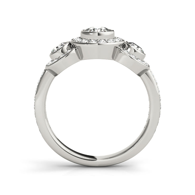Trinity Round Halo Diamond Engagement Ring(  1.22 CTW)