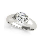 Half Bezel set Round Brilliant Cut Solitaire Diamond Engagement Ring(  0.5 CTW)