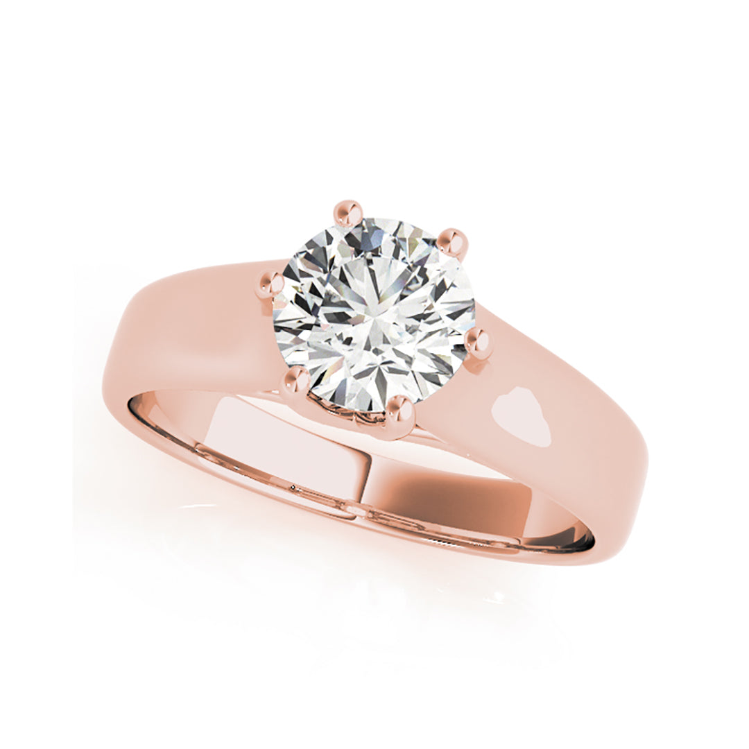 Round Brilliant Cut Solitaire Six Prongs Diamond Engagement Ring( 0.5 CTW)