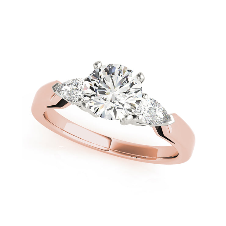 Three Stone Round Brilliant Cut & Pear Shape Diamond Engagement Ring (1 CTW)