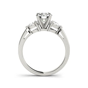 Three Stone Round Brilliant Cut & Pear Shape Diamond Engagement Ring (1 CTW)