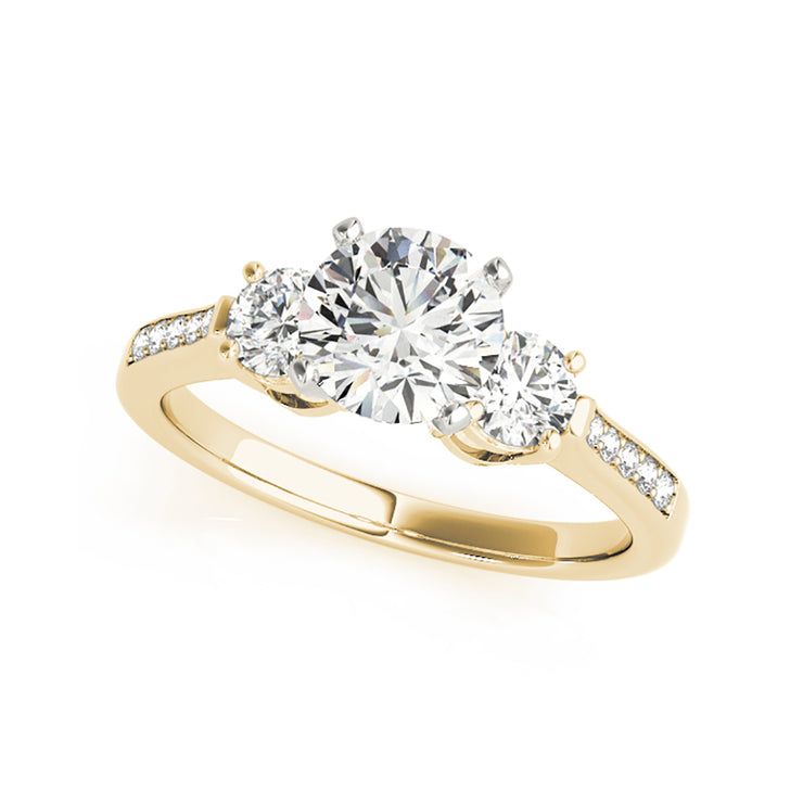 Trinity Round Brilliant Cut Diamond Pave Diamond Shank Engagement Ring(  0.78 CTW)