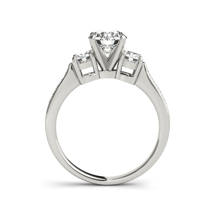 Trinity Round Brilliant Cut Diamond Pave Diamond Shank Engagement Ring(  0.78 CTW)