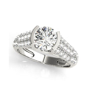 Unique And Modern Solitaire Wide Band Diamond Egagement Ring(  1.14 CTW)