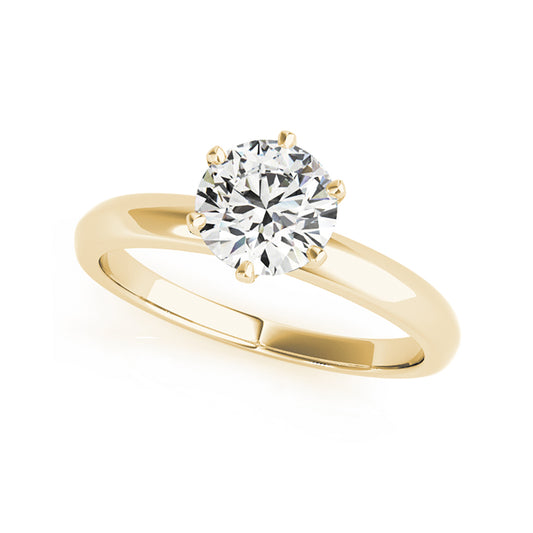 Six Prong Solitaire Round Brilliant Cut Diamond Engagement Ring( 0.5 CTW)